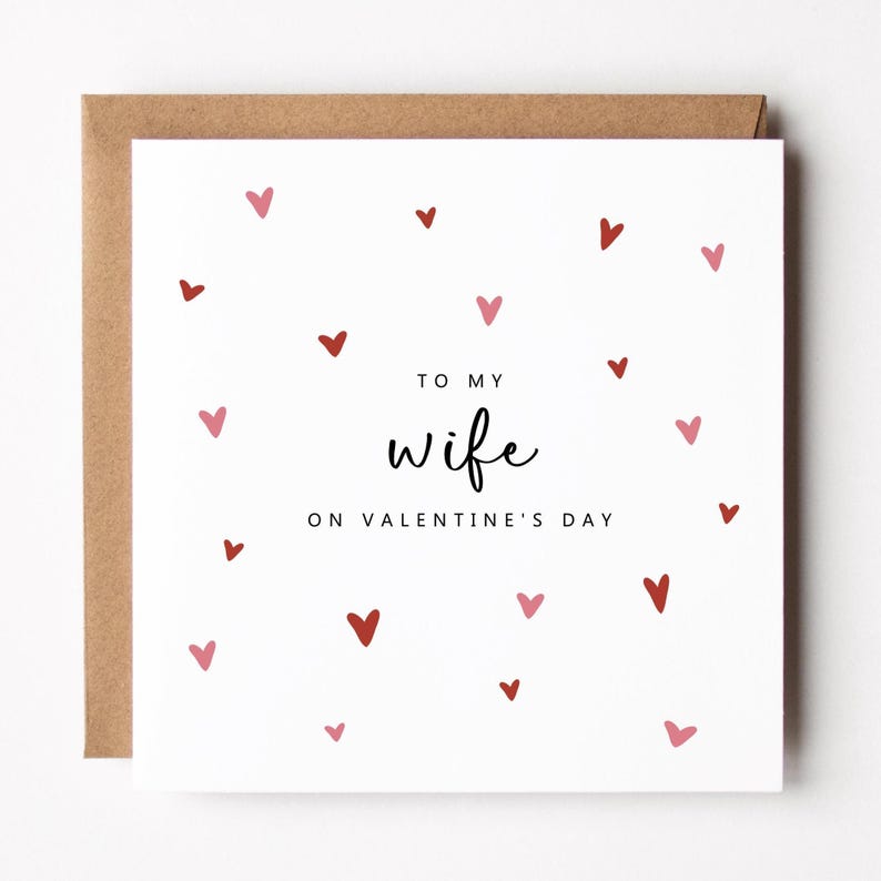 Wife Valentine's Day Card | Hearts Design | Romantic Valentine Card For Her image 3