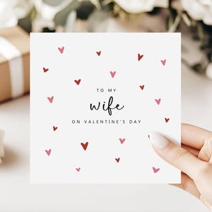 Wife Valentine's Day Card | Hearts Design | Romantic Valentine Card For Her image 1