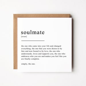 Soulmate Definition Card | Birthday Card for Wife | Husband Birthday | Boyfriend Birthday | Girlfriend Birthday | Anniversary Card