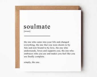 Soulmate Definition Card | Birthday Card for Wife | Husband Birthday | Boyfriend Birthday | Girlfriend Birthday | Anniversary Card