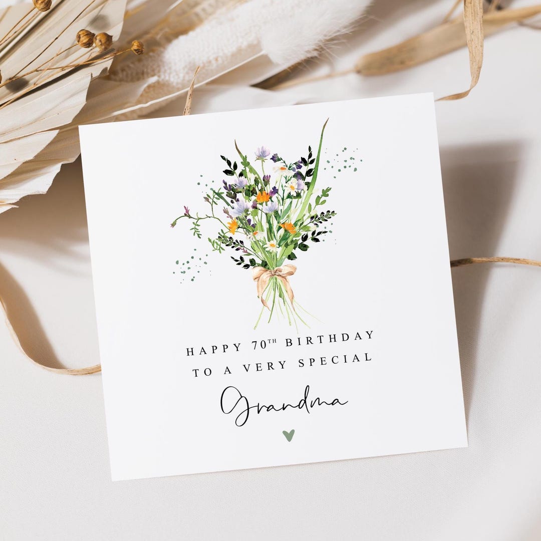 70th Birthday Card for Grandma | Floral 70th Birthday Card for Grandma ...