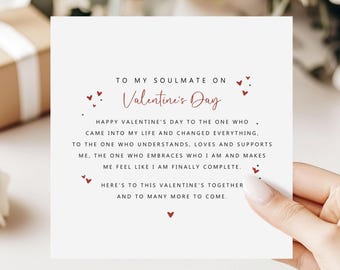 Soulmate Valentine's Day Card | Romantic Love Poem | Valentine Card For Him, For Her