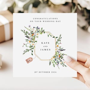 Personalised Wedding Card | Congratulations On Your Wedding Day | Mr & Mrs Card | Newlyweds Card | Wildflower Design