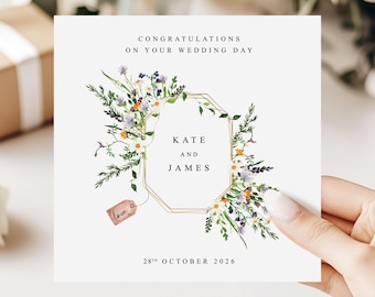 Personalised Wedding Card | Congratulations On Your Wedding Day | Mr & Mrs Card | Newlyweds Card | Wildflower Design