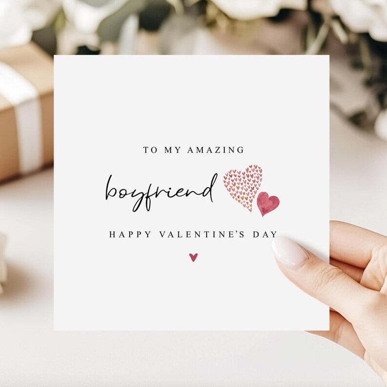 Valentine's Day Card For Boyfriend | Hearts Design | Valentine Card For Him image 1