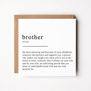 Brother Birthday Card | Brother Definition Card | Birthday Card For Brother | Thank You Brother | Minimal Design