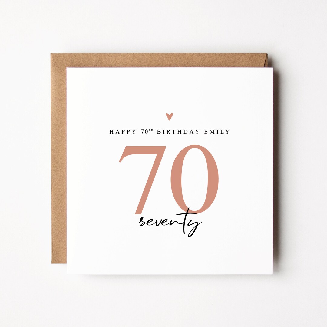 Personalised 70th Birthday Card for Her Seventieth Birthday Card Happy ...
