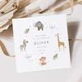 Personalised New Baby Boy Card |Welcome To The World Card |New Grandson, Godson, Nephew |New Baby Card | Safari | Baby Elephant Giraffe Card