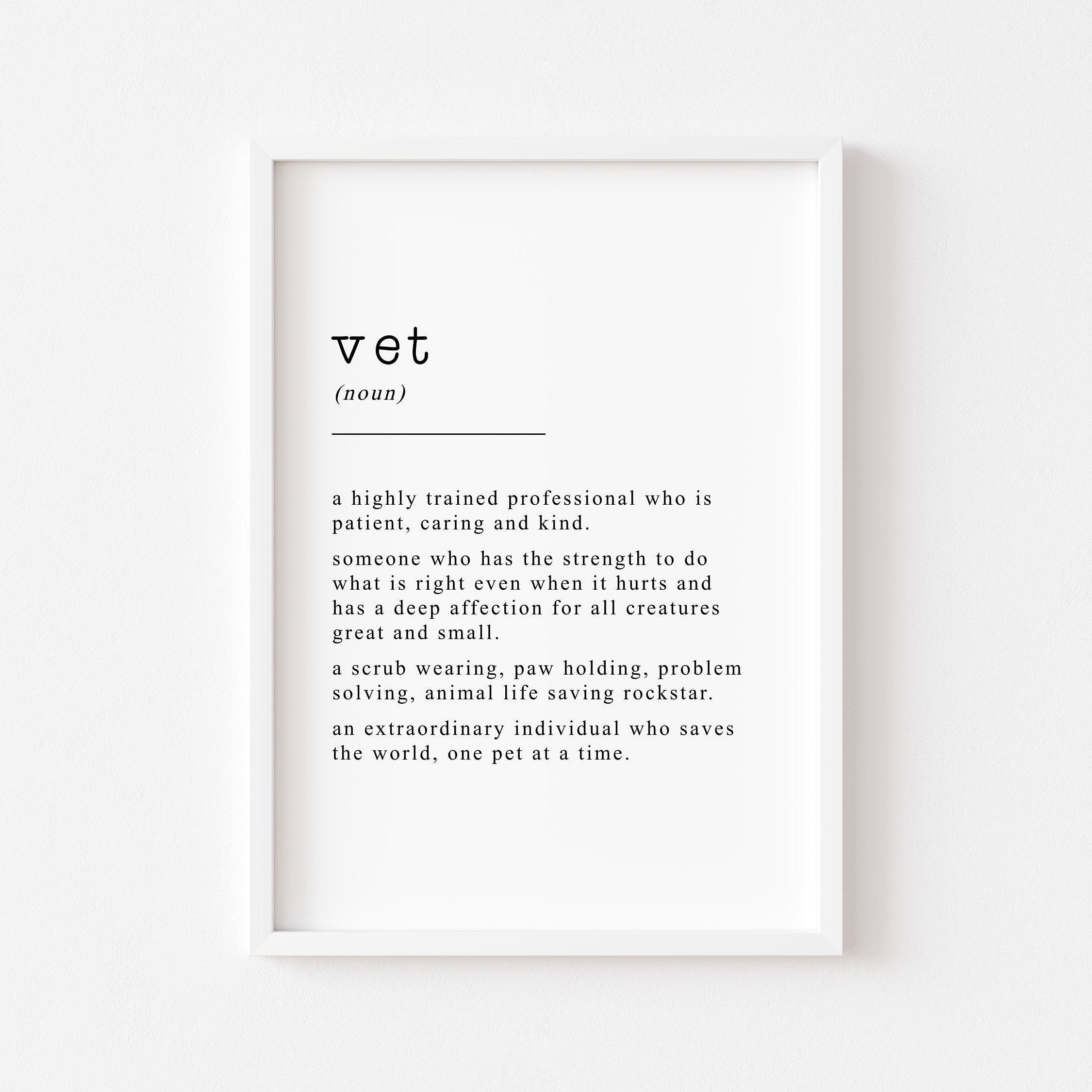 Vet Definition Print Home Decor Office Print Office Gift Etsy