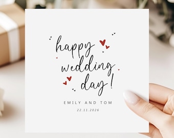 Happy Wedding Day Card | Personalised Wedding Card | Wedding Day Card | Simple Wedding Card | Custom Names Card | Wedding Card for Couple
