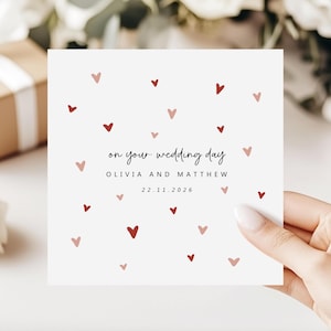 Personalised Wedding Day Card | Watercolour Heart Wedding Card | Congratulations On Your Wedding Day | Mr and Mrs Card | Newlyweds Card |
