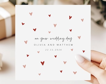 Personalised Wedding Day Card | Watercolour Heart Wedding Card | Congratulations On Your Wedding Day | Mr and Mrs Card | Newlyweds Card |