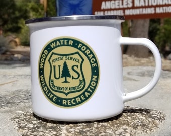 Vintage Forest Service Circle Style Khaki enamel mug