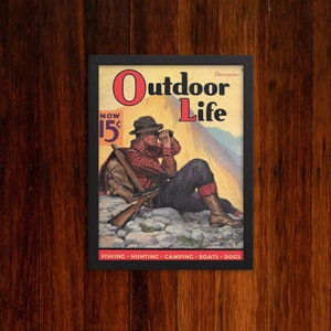 Arte de Edgar Whitmack para cartel enmarcado de Outdoor Life de diciembre de 1936
