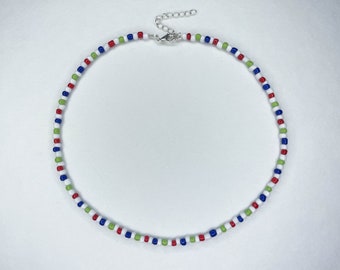 Seed Bead Necklace, Colorful Choker, Y2K Style Beaded Jewelry
