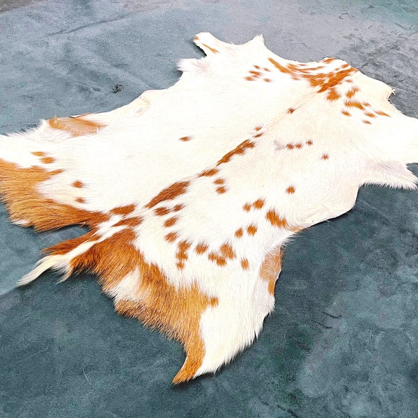 Nordic Goat Hide | Brown Beige and White | Geitenleer | Ziegenleder Teppich | 3x2 feet Approx