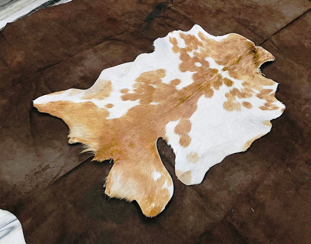Goat Hide Rug: Ethically Sourced Taupe, Beige, Brown & White Fur - Etsy