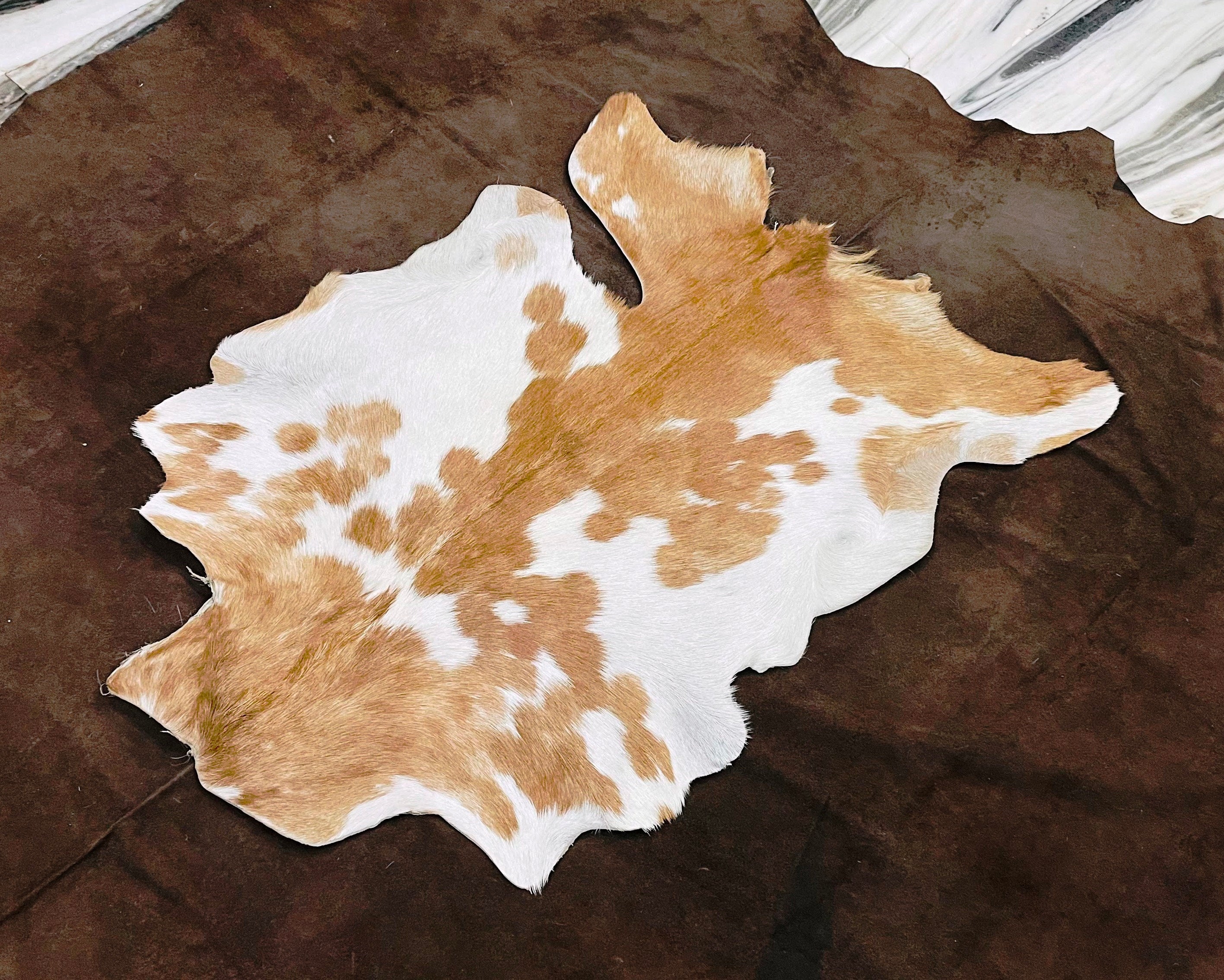 Goat Hide Rug: Ethically Sourced Taupe, Beige, Brown & White Fur - Etsy