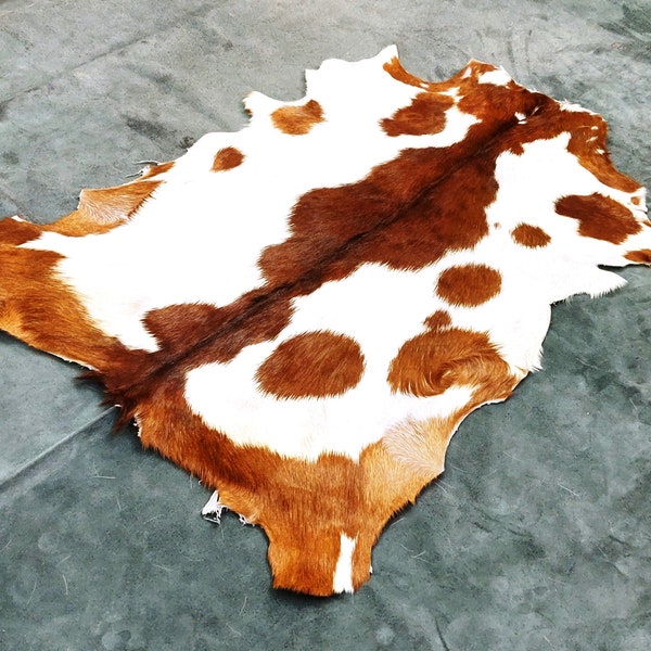 Nordic Goat Hide | Brown Beige and White | Geitenleer | Ziegenleder Teppich | 3x2 feet Approx