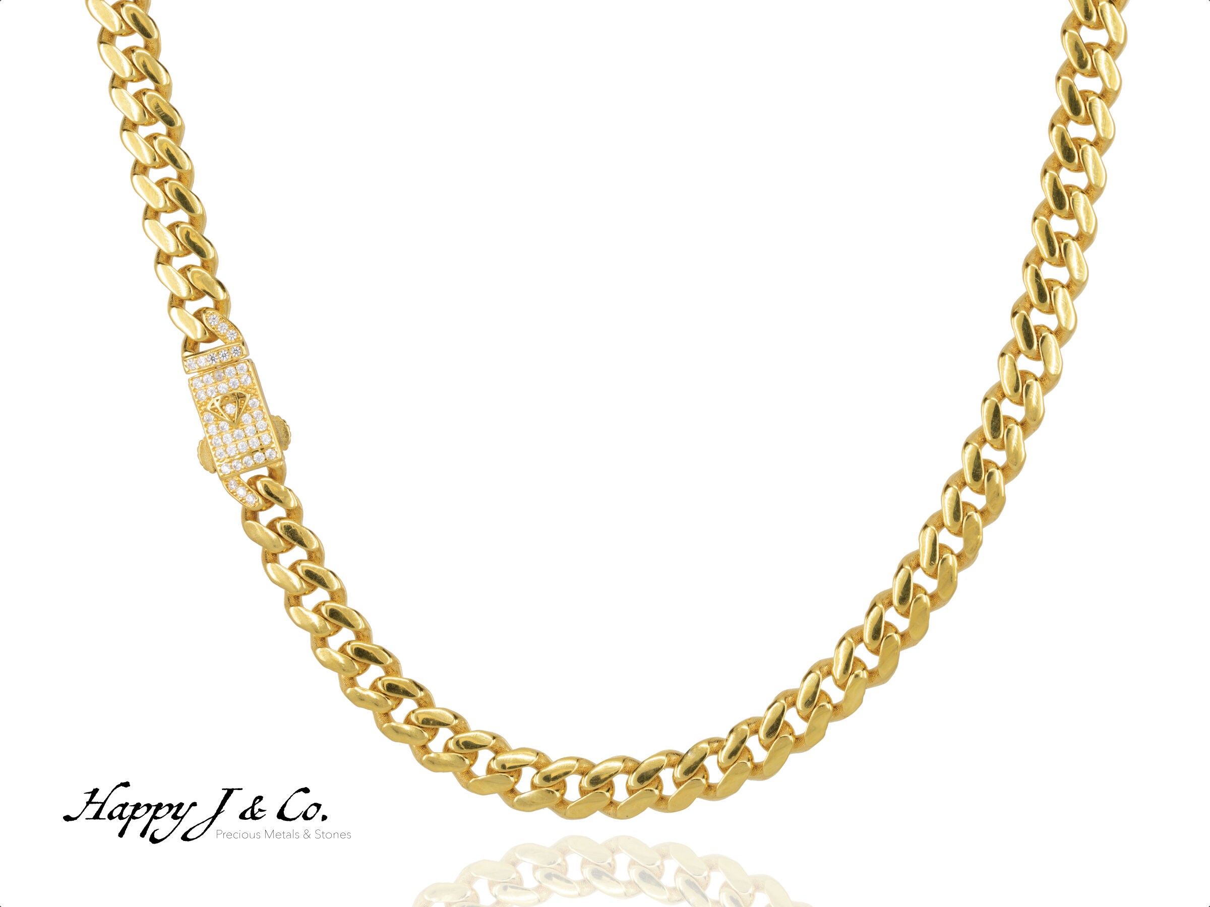 14k Yellow Gold 16 Hollow Monaco Cuban 