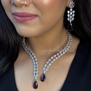 CZ Diamond Necklace Set/ American diamond Necklace/Indian jewelry/ Wedding jewelry Bridal Choker/ Pakistani Jewelry for Women/ Gift for her