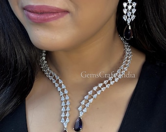 CZ Diamond Necklace Set/ American diamond Necklace/Indian jewelry/ Wedding jewelry Bridal Choker/ Pakistani Jewelry for Women/ Gift for her