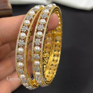 CZ Diamond Bangles Bracelet/Indian Jewelry/American Diamond Openable Bangles Set/Indian Golden Kada/Indian Bangle/Bridal jewelry/Set of 2pcs