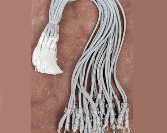 Indian Back Rope Hook Silver Color Pearl Adjustable Necklace Thread Dori Lot 12 pcs Lockable Set