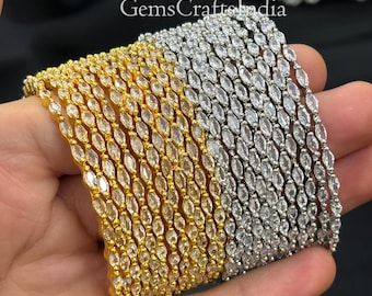 KHLOE ツートン アメリカン ダイヤモンド オープンブレスレット、CZ 