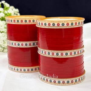 Red Chura Bangle Set, Punjabi Traditional Chooda , Indian Bridal bangles, Wedding bangle Set for Women, Newly Married Chura Set Pack of 58