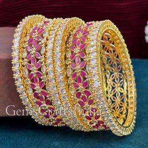 CZ Diamond Bangle Bracelets/Cubic Zirconia Bangles/Indian bangle Bracelet/Indian Wedding Jewelry/bridal bangle/bridesmaid bracelet Pack of 2