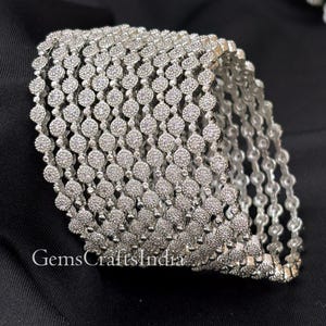 Indian Silver American Diamond/CZ Bangles/Silver Bangle/ Set Of 12 CZ Diamond Bangle/Rhodium Plated Bangles/Cubic Zirconia Bangle Jewelry