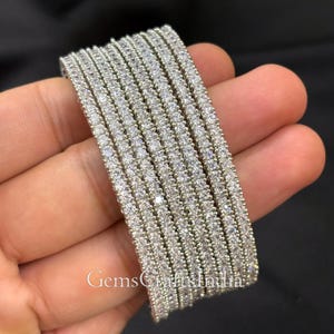 Bracelets joncs diamants américains en argent indien/Argent jonc diamant/bracelets diamants/bracelets zircone cubique bijoux pour femme/fille, lot de 8 pcs