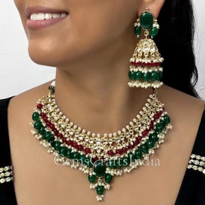 Kundan Necklace Set/Bridal Necklace Jewelry Set/Pearl Kundan Choker Set/Indian Jewelry/Wedding Jewelry Set With Earrings Tikka/ Gif for her