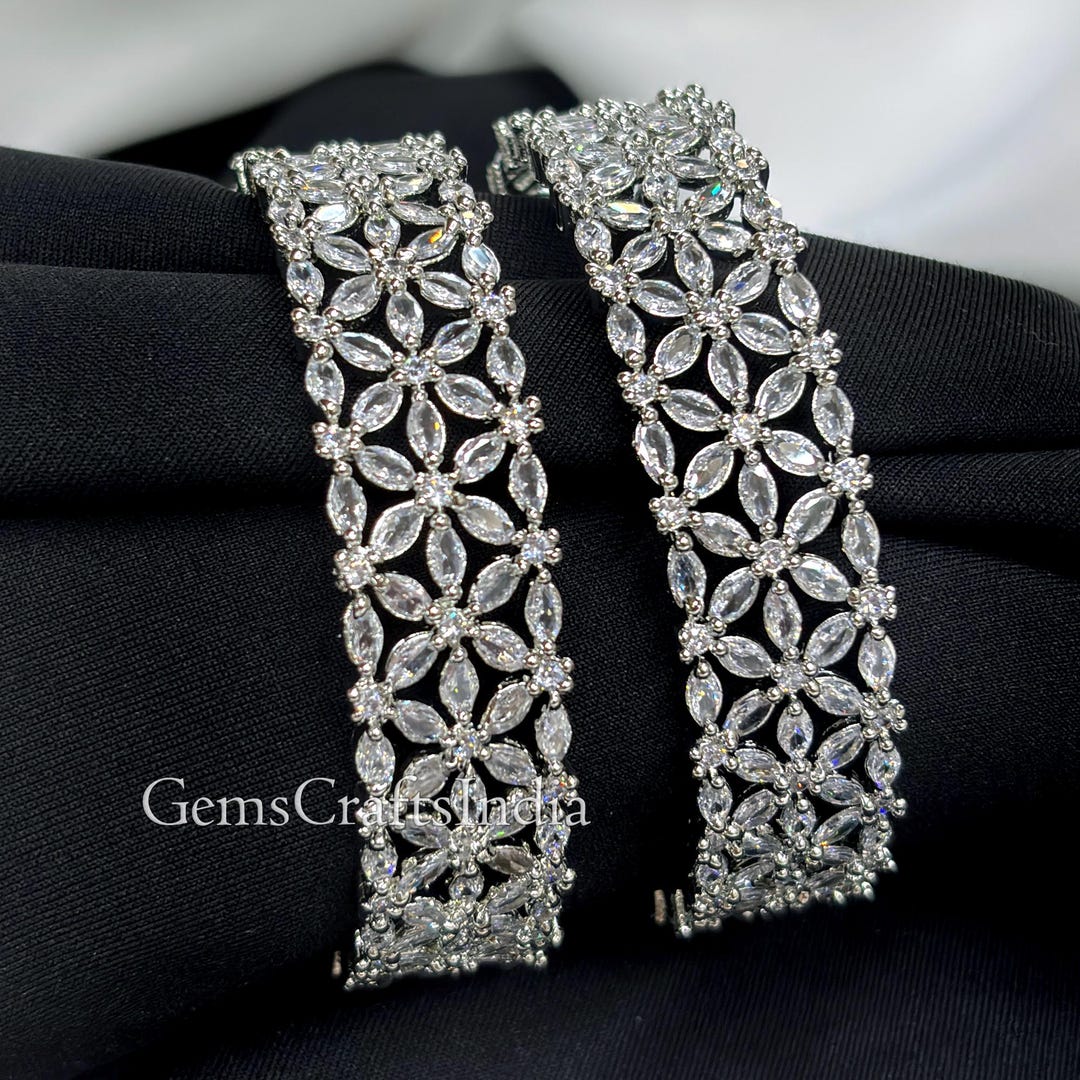 CZ Stone Bangle Bracelets, American Diamond Bangles/cubic Zirconia