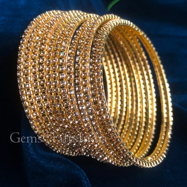 Bollywood Style Indian Fashion Wedding Bangles/Bracele/ Golden bangles Set/Bridal bangles/Wedding Jewelry/ Antique Gold Bangles Pack of 12