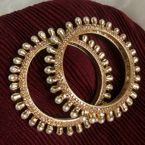 Indian Gold Finish American Diamond Bangles/ Pacheli Style Bangles / Cubic Zirconia Kada Bangles Set Jewelry for Women/Girls Pack of 2