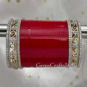 Bridal Red Chooda set/Indian Red Choora Bangle set /Traditional Punjabi Chura /Indian Bangle/AD bangles/Wedding bangle/bracelet Gift for her