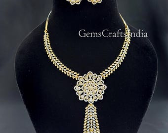Set collana con zirconi cubici/Set collana e orecchini con zirconi cubici/Gioielli eleganti/Collana da sposa/Collana importante/Set di gioielli da sposa/Regalo per lei