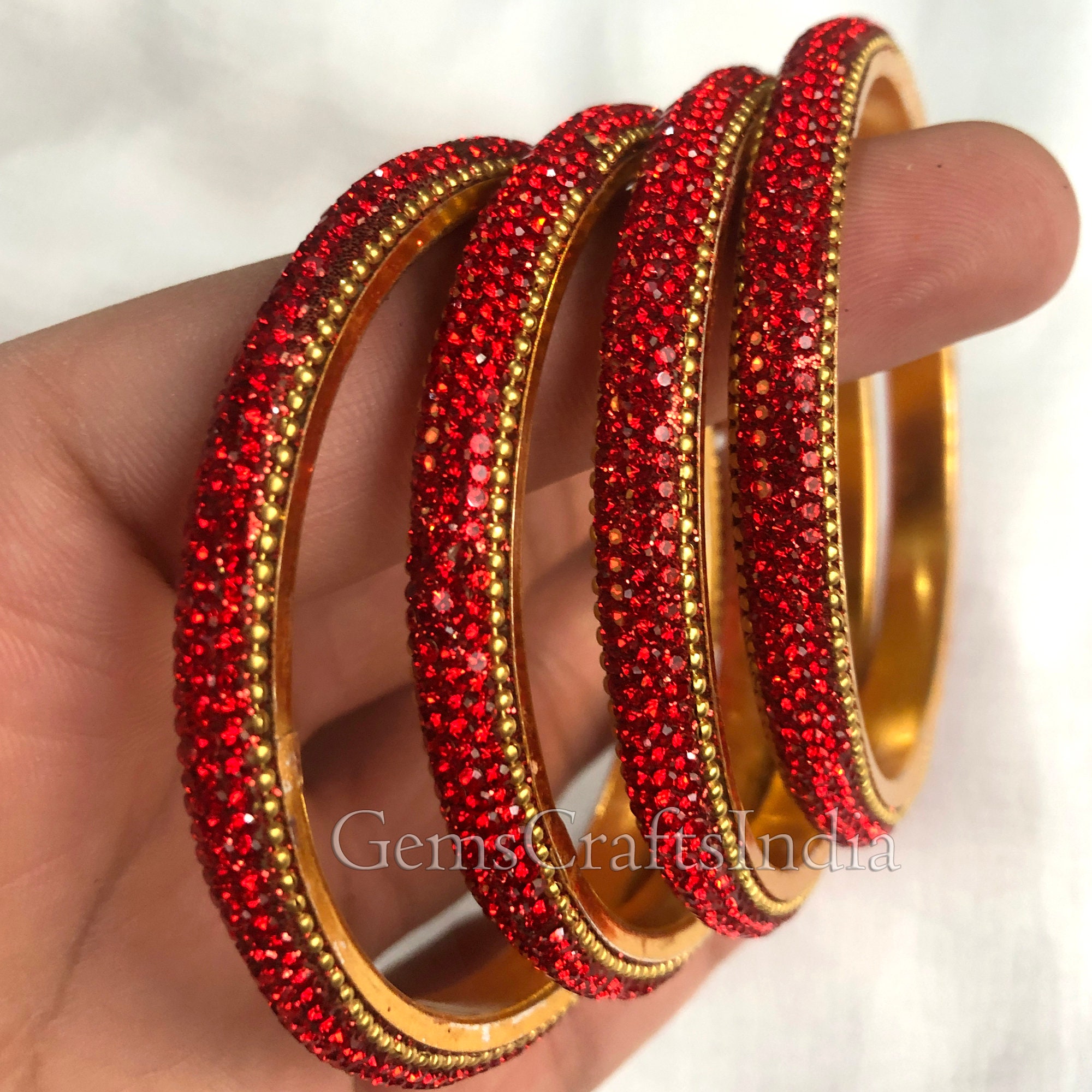 Gold red bangles sale
