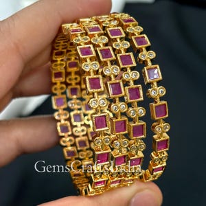 Golden CZ Diamond Bangles/Bracelet/Polki Ethnic bangle/Indian Traditional Bangles/Indian wedding/bridal jewelry/Gift for her/ Set of 4 pcs