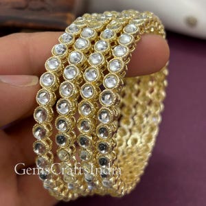 Kundan Bangles/Bracelet/Rajwadi Kundan kada/Bridal bangles/Indian Wedding Bracelet/Gold Plated Bangle/Bridal Jewelry/Gift for her/ 4 pcs Set