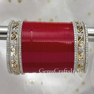 Bridal Chooda set/Indian maroon Choora Bangle set /Traditional Punjabi Chura /Indian Bangle/AD bangles/ Wedding bangle/bracelet Gift for her
