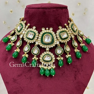 Kundan Necklace Set/Bridal Necklace Jewellery Set/Pearl Kundan Choker Set/Indian Jewellery/Wedding Jewelry With Earrings Tikka/ Gif for her