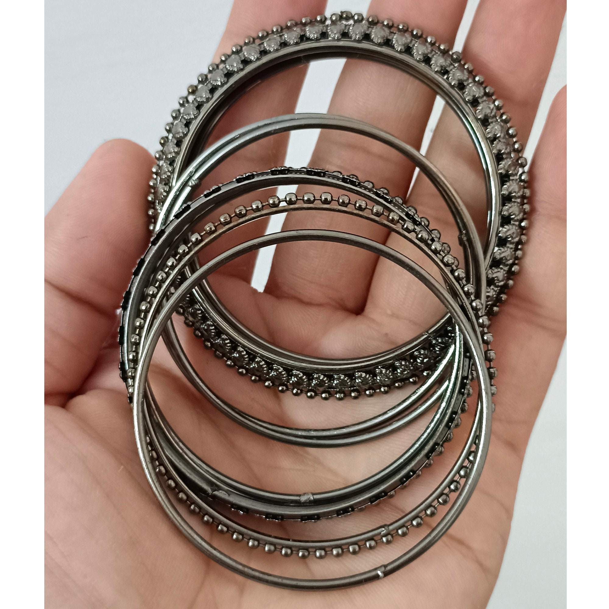 Antique Dark Silver Bangle/bracelet Oxidized German Dark Silver