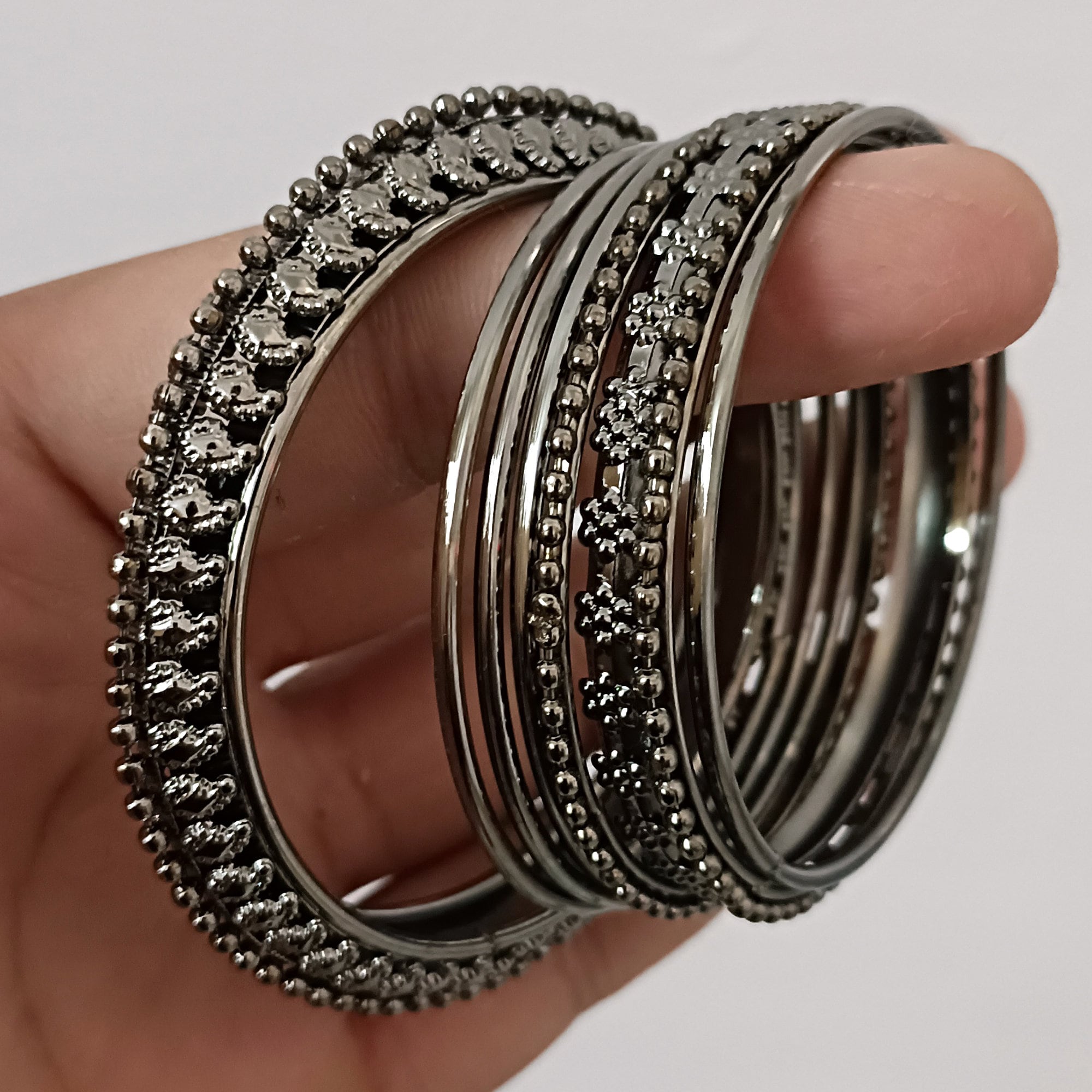 【HALEINE】 25SS/ANTIQUE SIVER&BLACK V BANGLE Vintage West Germany Aluminum Silver Tone Bangle Bracelet | eBay