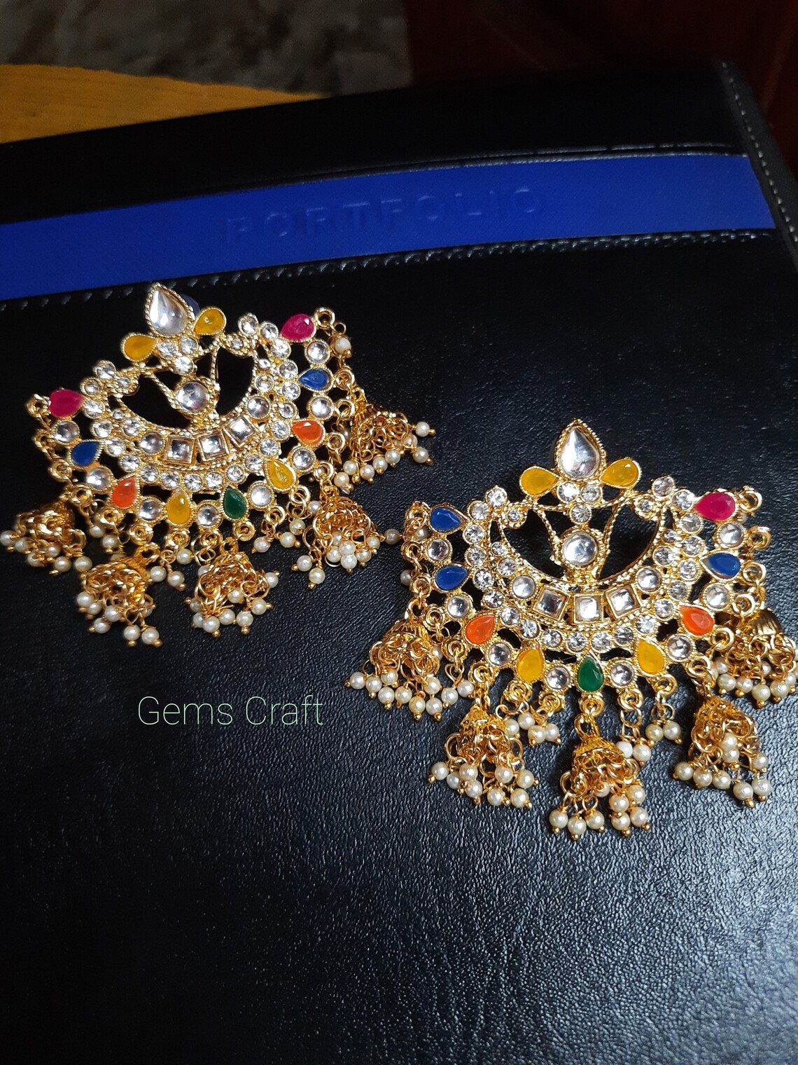 Indische Polki Jhumki Multi Farbe Ohrringe Bollywood Mode | Etsy