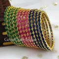 Ruby Gold Diamond Bangle Bracelet/Traditional Bangle/ Wedding bangle/Indian Jewelry/CZ Stone Diamond Bangle Set/ Gift for her/ Set of 4