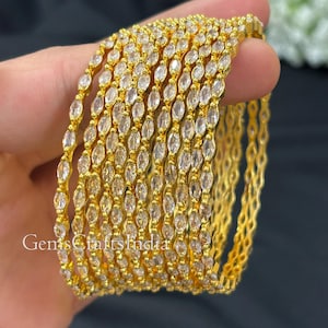Gold Finish American Diamond/CZ Bangles/ Diamond Bangle/Zircon Bracelet/Indian Delicate Bangles Gold Plated Bangles for Women Pack of 12 pcs