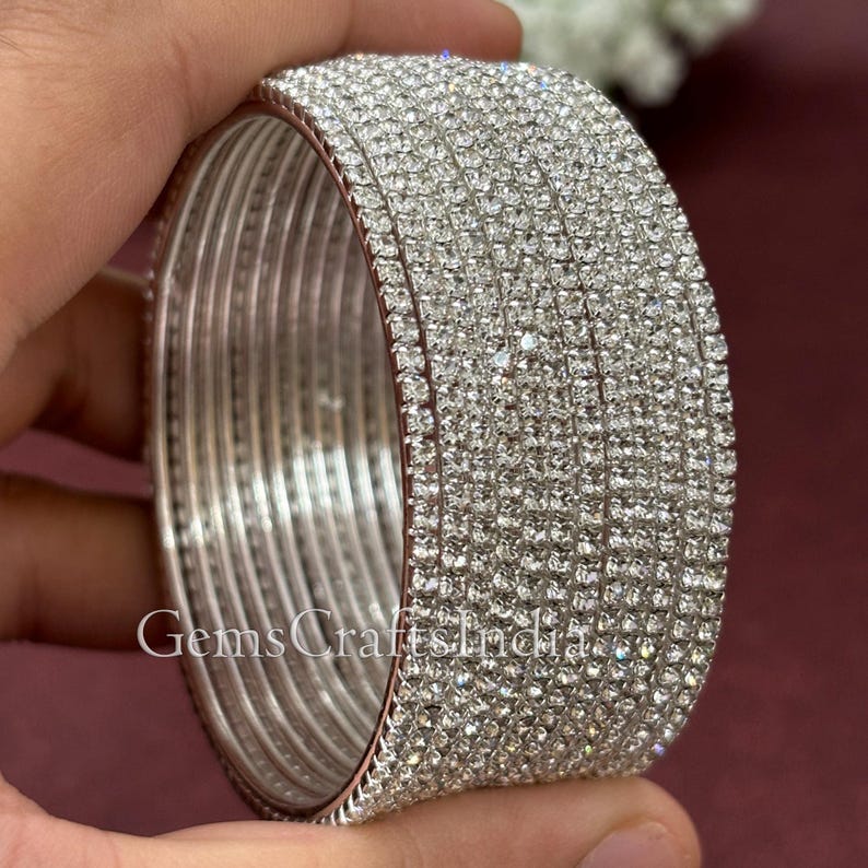 Indian Silver Finish Bangles Set/ Bollywood Style Bangle/ American ...